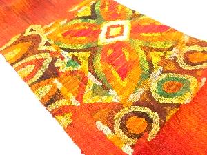 リサイクル　手織り真綿紬抽象花模様織り出し名古屋帯